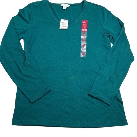 Charter Club Intimates V-Neck Shirt & Flannel Pants Pajama Set Emerald Ornaments - Picture 3 of 9